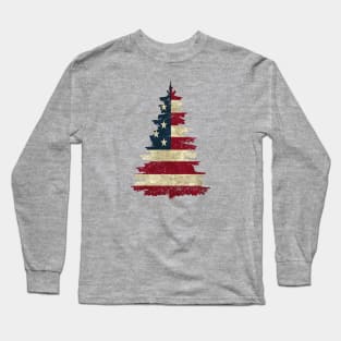 American Flag Pine Tree Long Sleeve T-Shirt